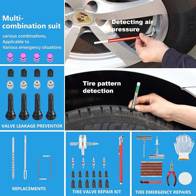 Tire Repair Kit, with Universal Tire Patch Kit to Plug Flats - Image 6