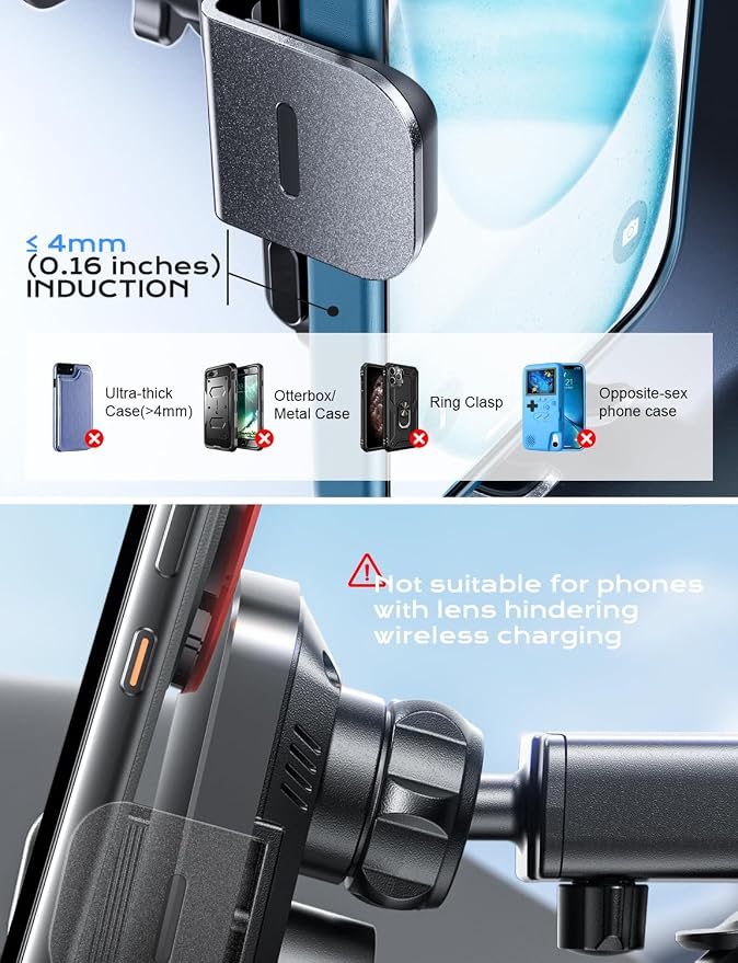CHGeek Wireless Car Charger, 15W Fast Charging Auto Clamping Car Charger Phone - Image 4