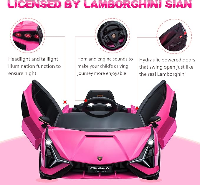 Licensed Lamborghini SIAN Kids Electric Ride On Car Toy by TOBBI, 12V Battery - Image 2