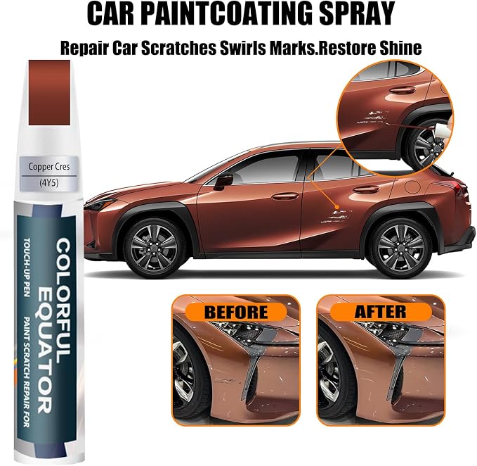 Copper Cres Touch Up Paint for Lexus, Car Paint Pen Scratch Repair Two-In-One - Image 3