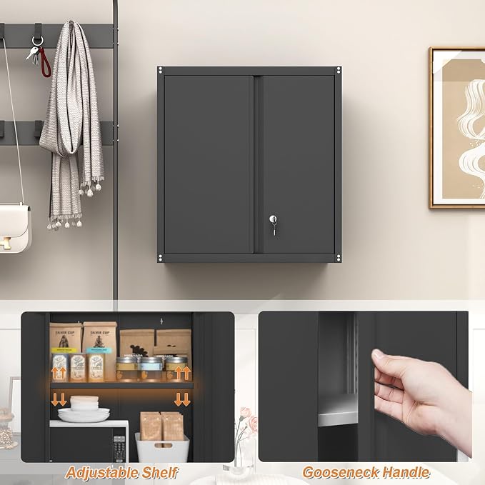 GREATMEET Metal Wall Cabinet, Wall Mounted Cabinet - Image 4