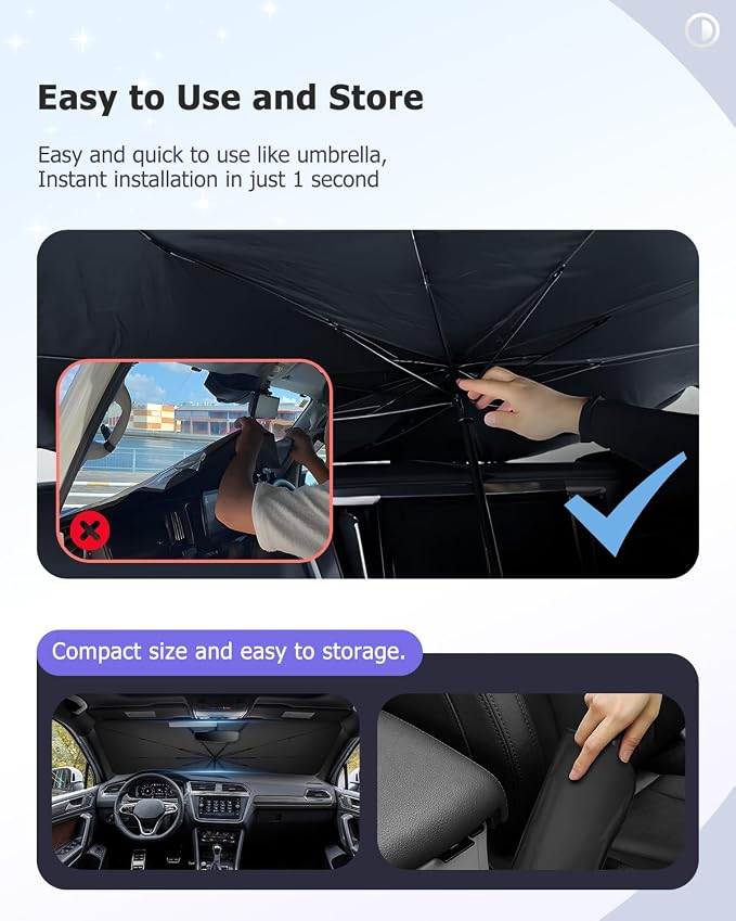 2025 Upgrade Car Windshield Sun Shade Windshield Sunshade Umbrella Protect Car - Image 8