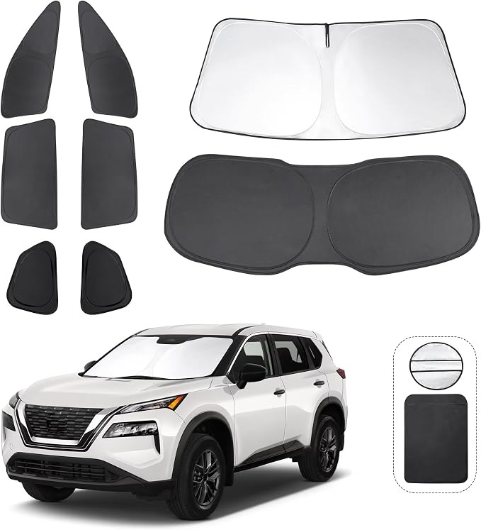 TINGLU Window Shades for Nissan Rogue 2021-2024 2025 Accessories Car Side Full by TINGLU