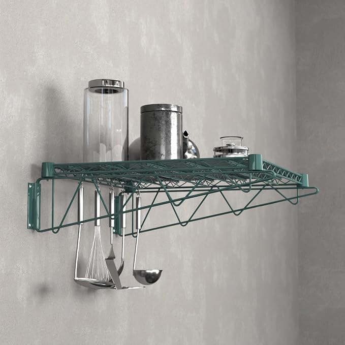 24" x 24" Green Epoxy Wire Wall Mount Shelf - Image 2