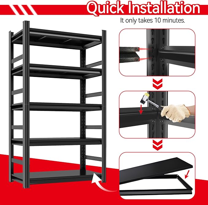 72" H Garage Shelving 5 Tier Shelving Unit, 3500Lbs Adjustable Metal Garage - Image 6