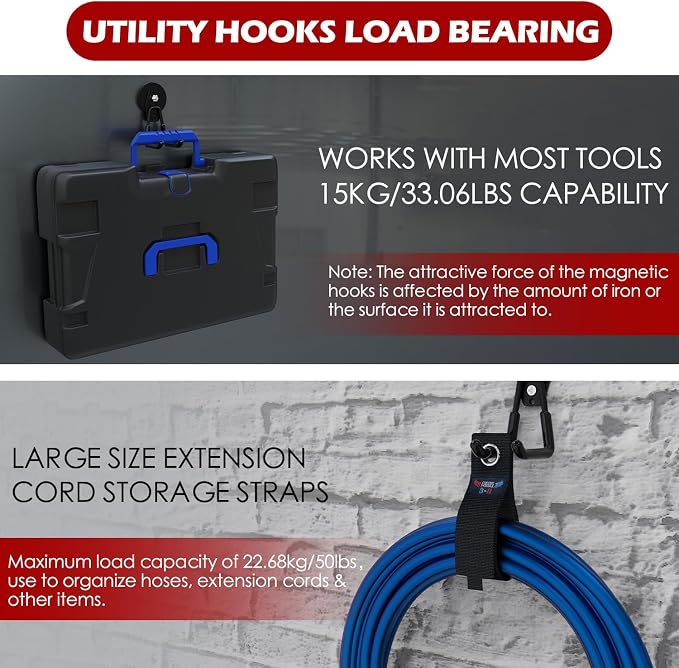 3-H Heavy Duty Magnet Garage Hooks 4 Pack, Large Strong Magnetic Hooks - Image 6