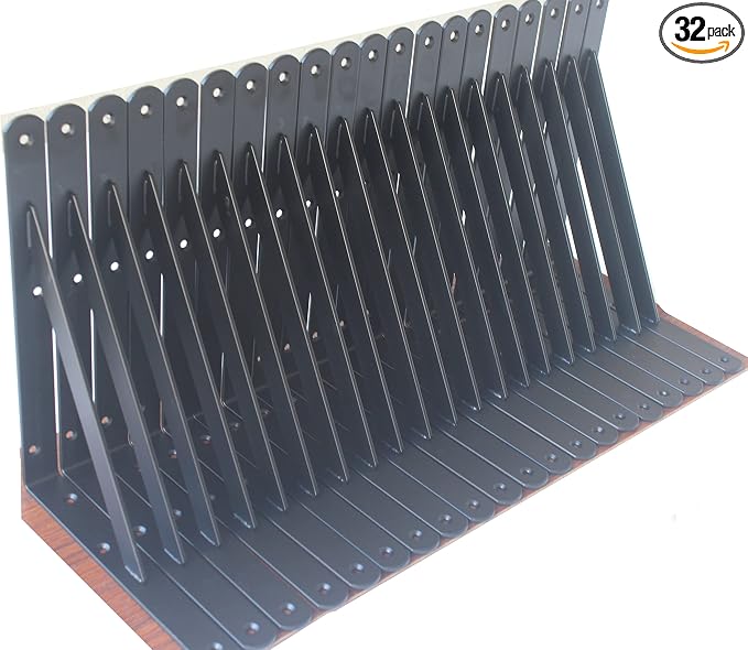 MHMYDZ 32 Pack L10 x H 8" Black Heavy Duty Shelf Brackets by MHMYDZ