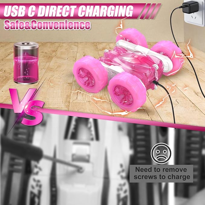 Pink Remote Control Car for Girls Rechargeable Fast Direct Charging RC Cars for - Image 2