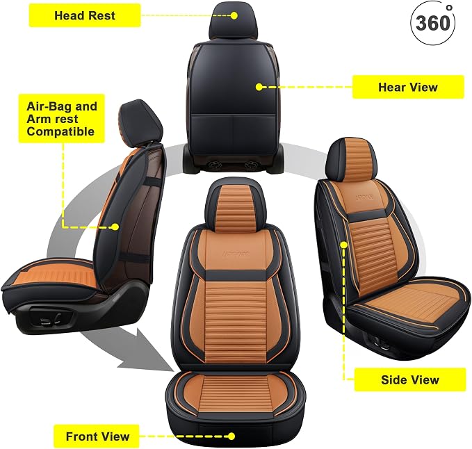 LINGVIDO Universal Car Seat Cover, Breathable and Waterproof Faux Leather - Image 2