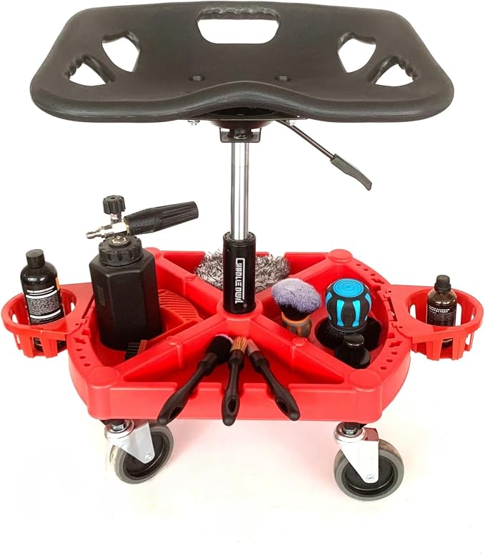 Car Detailing Stool Chair, Seat Height Adjustable Rolling Creeper, - Image 4