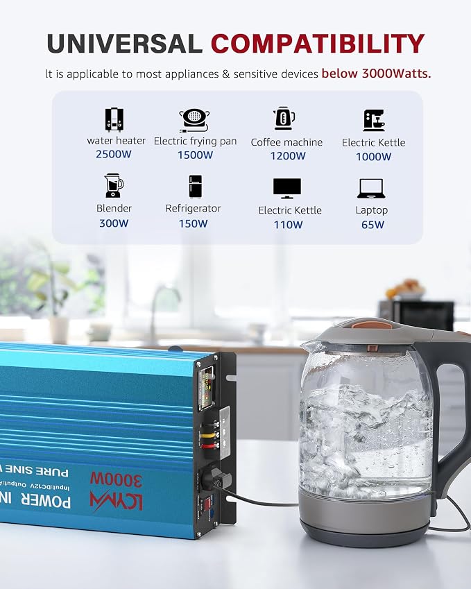 3000 Watt Inverter Pure Sine Wave DC 12V to 110V AC Power Inverters - Image 6