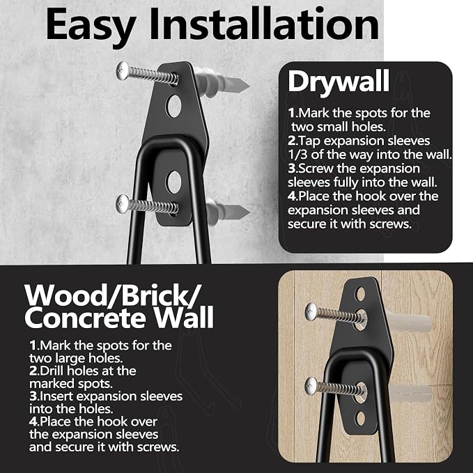 Garage Storage Hooks, 12 Pack Steel Heavy Duty Wall Mount Hooks - Image 5