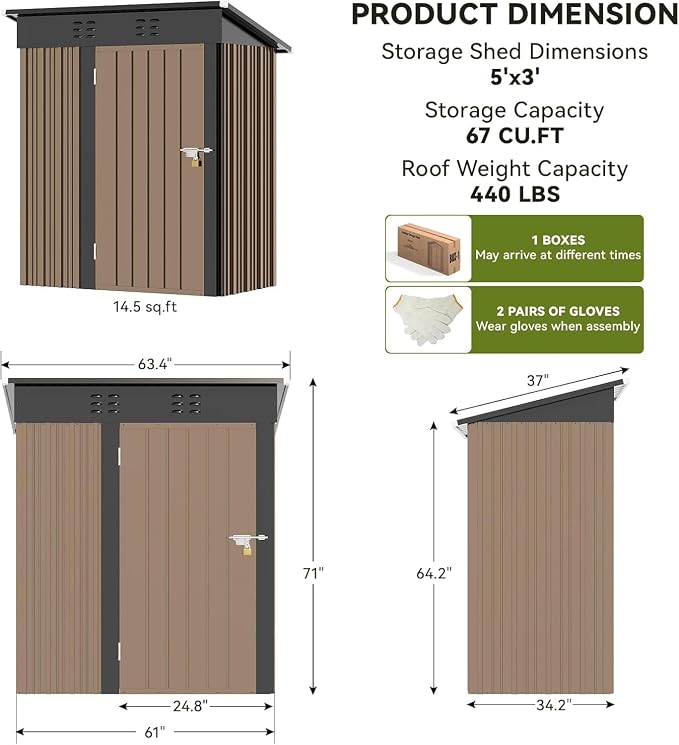 COMHOMA Shed Outdoor Storage Shed Metal, Lockable Doors Tool Sheds - Image 2