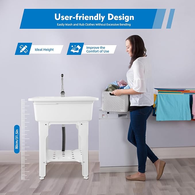 Freestanding Utility Sink Plastic Laundry Tub Sink - Image 5