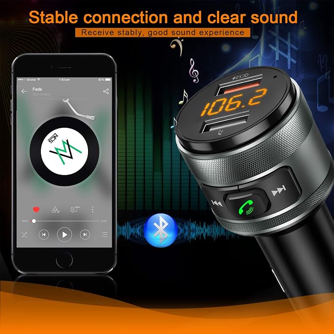 Bluetooth 5.3 FM Transmitter for Car, 3.0 Wireless Bluetooth FM Radio Adapter - Image 4