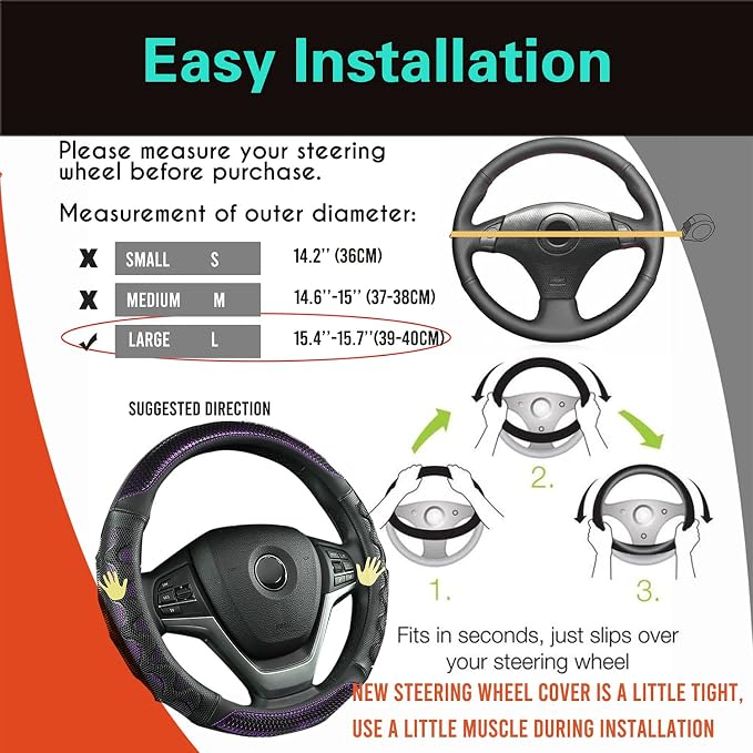 PINCTROT Large Size Steering Wheel Cover Great Grip - Image 6