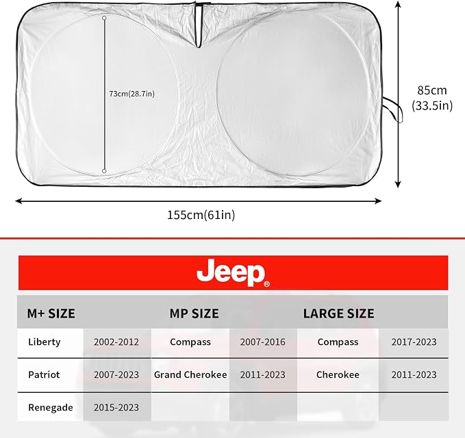 Windshield Sun Shade for Jeep Grand Cherokee SUV 2011-2026 Front Sunshade Car - Image 3
