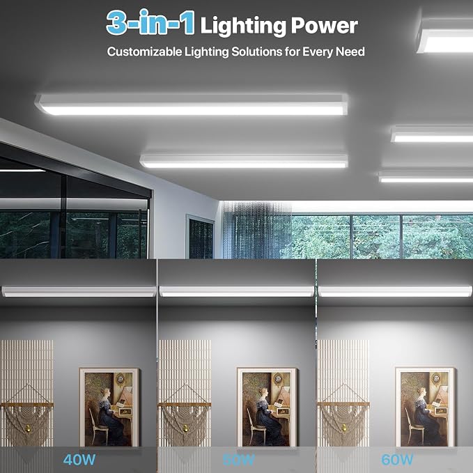 HYPERLITE 4FT LED Wraparound Light 6600LM, 60W/50W/40W, 4000K LED Shop Lights - Image 4