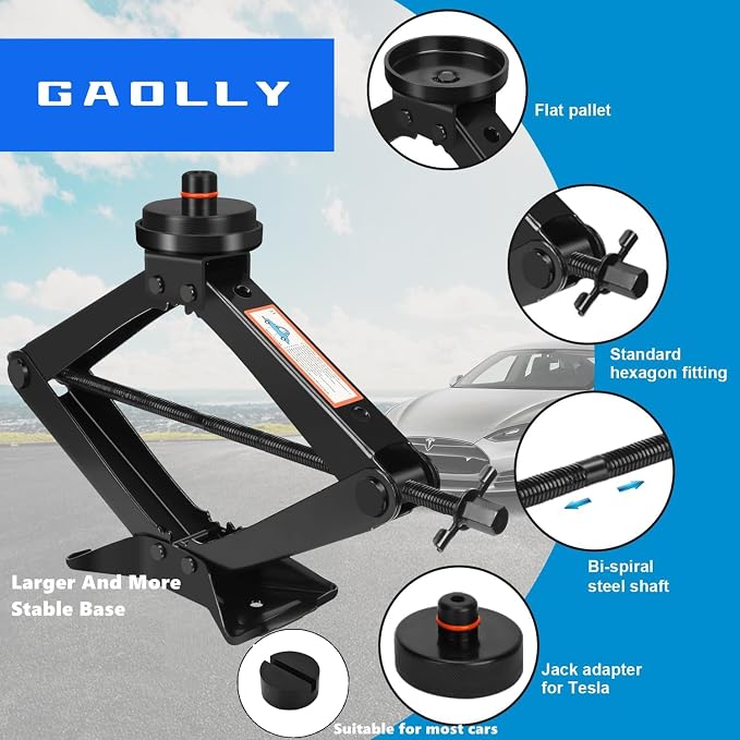 Car Jack - 3 Ton Scissor Jack for Tesla Model Y, Universal Emergency Kit - Image 4