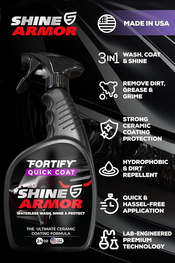 SHINE ARMOR Ceramic Coating Fortify Quick Coat Car Wax Polish Spray Waterless - Image 6