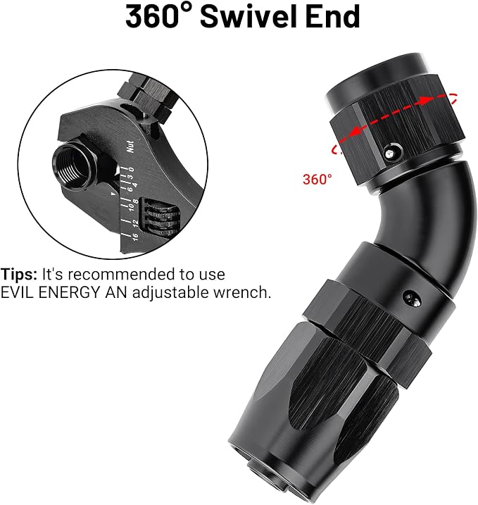 EVIL ENERGY 6AN 60 Degree One Piece Full Flow Hose End Fitting Swivel - Image 4