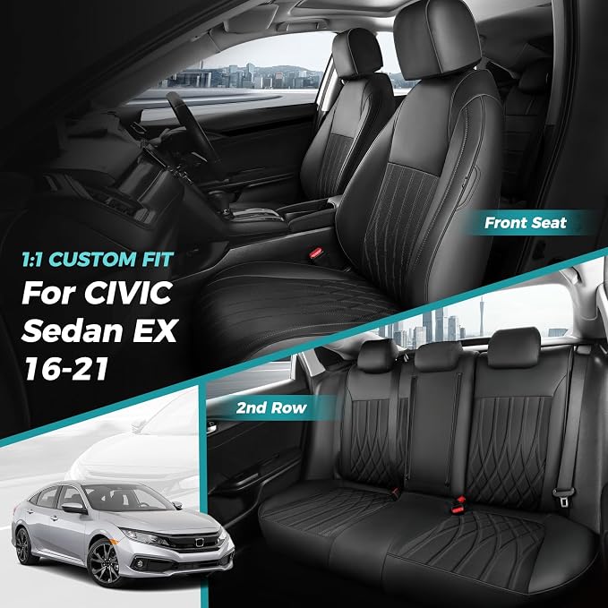 Seat Covers for Honda Civic Sedan EX-L, Sport 2016 2017 2018 2019 2020 2021 - Image 7