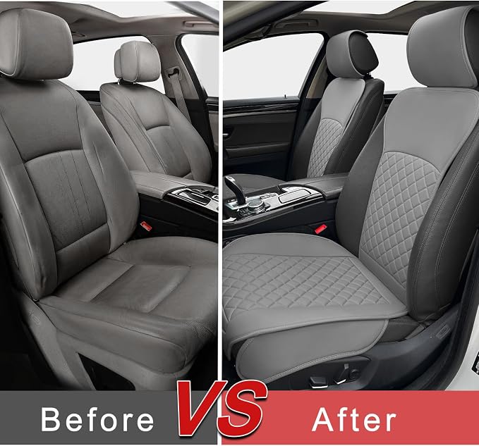 2 Pack Leather Front Seat Covers, Universal Sideless Car Seat Protectors - Image 5