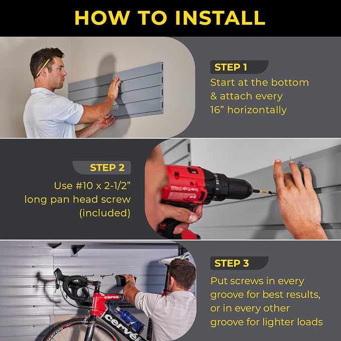 DLDIRECT Slatwall Panel Garage Wall Organizer: Heavy Duty Mounted PVC Rack - Image 4
