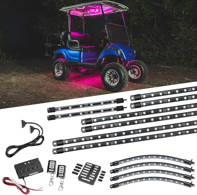 LEDGlow 12pc Million Color LED 4-Seater Golf Cart Underglow Neon Kit by LEDGlow