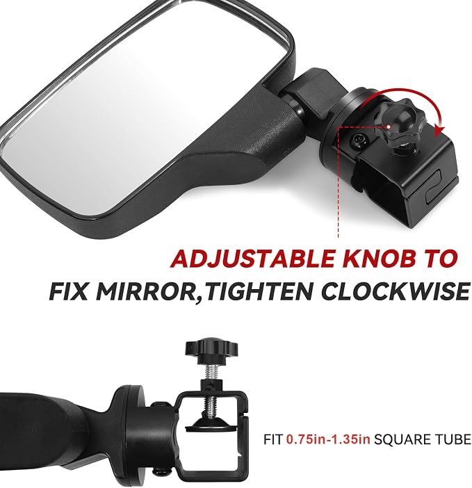 Upgraded Golf Cart Side Mirrors Full Package Tube&No Drilling, Fit - Image 6