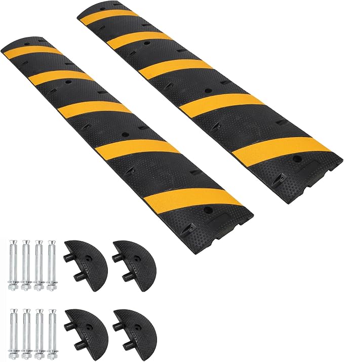 6FT Speed Bumps Wite End for Road, Heavy-Duty 25, 000 Lbs Capacity Traffic by GarveeTech