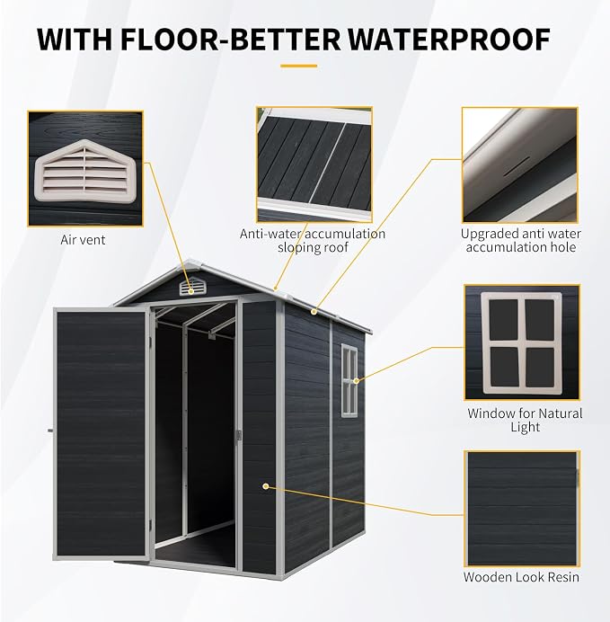 4x6 FT Outdoor Storage Resin Shed - Image 4