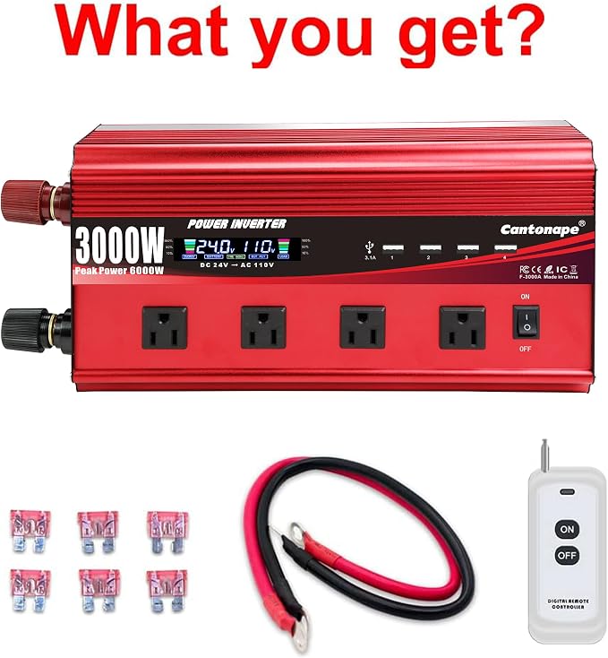 3000W Power Inverter 24V to 110V/120V DC to AC - Image 9
