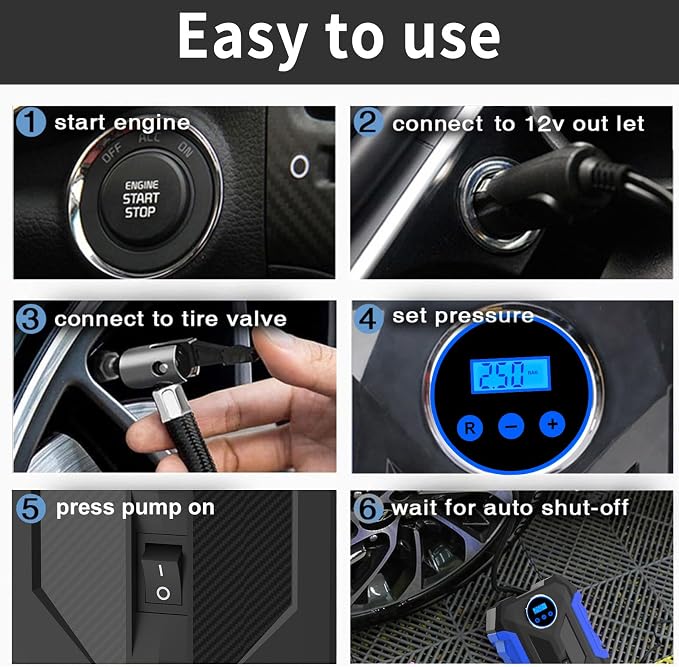 Digital Air Compressor for Car Auto Pump Portable Tire Inflator - Image 7