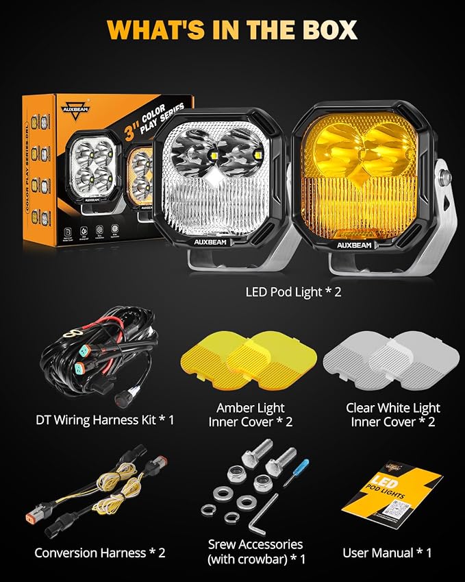 Auxbeam Color Play Series 3 Inch LED Pods, Offroad Light - Image 8