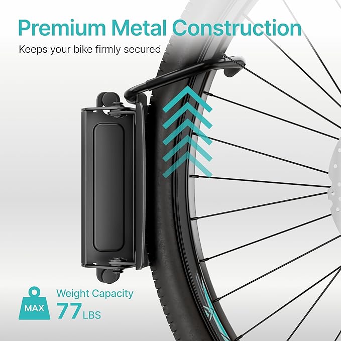 Bike Rack Garage, Bike Wall Mount Heavy Duty, Holds 77 Lbs, Swivel Bike Hangers - Image 2