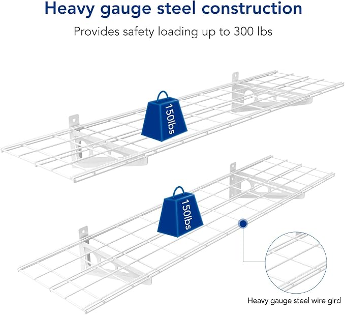 FLEXIMOUNTS 2-Pack 1x4ft 12-inch-by-48-inch Wall Shelf Garage Storage Rack Wall - Image 2