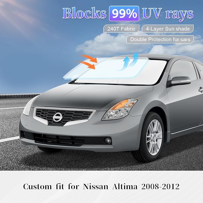 Sun Shade Sunshade for Nissan Altima Windshield Cover, 4-Layer Front Window - Image 2
