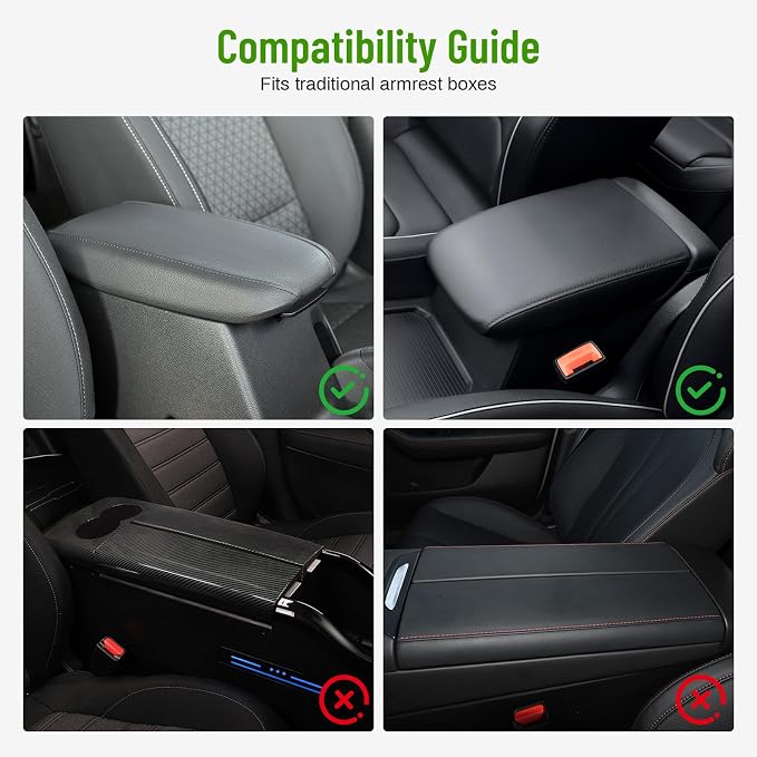 Car Center Console Cover with 6 Storage Pockets, Leather Car Arm Rest Cover - Image 7