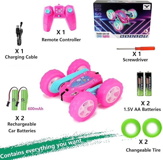 FREE TO FLY Remote Control Car for Girls : Pink RC Car Double Sided 360°Flip - Image 7