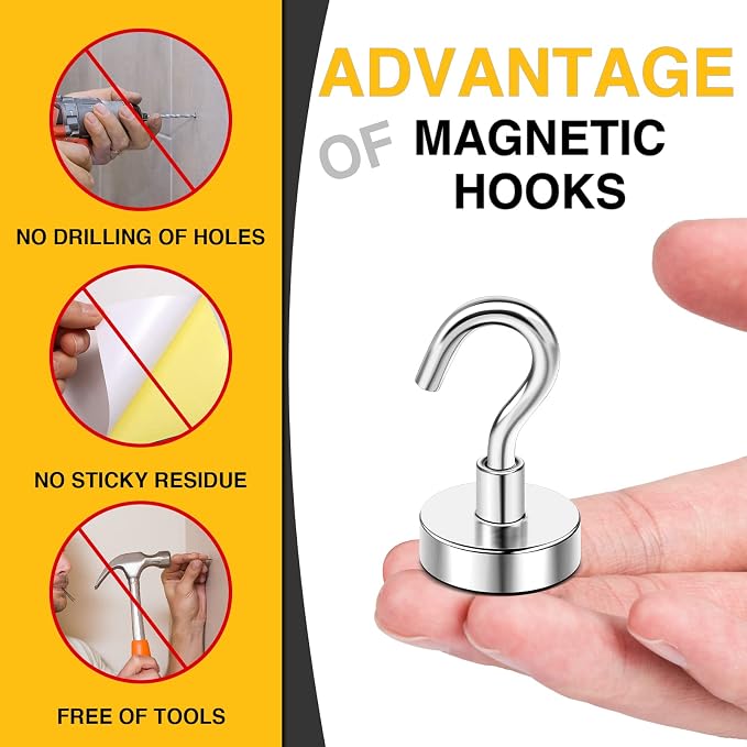 DIYMAG Magnetic Hooks for Refrigerator, Extra Strong Cruise Hook, Heavy Duty - Image 2