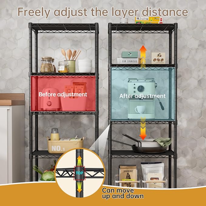 SINGAYE 5 Small Wire Shelves Kitchen Pantry Close Home Organizers and Storage - Image 6