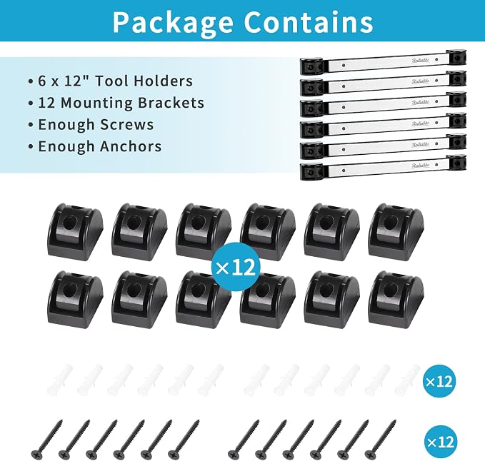 6 Pieces 12" Magnetic Tool Holder Strip, Stainless Steel Surface Tool Magnet Bar - Image 7