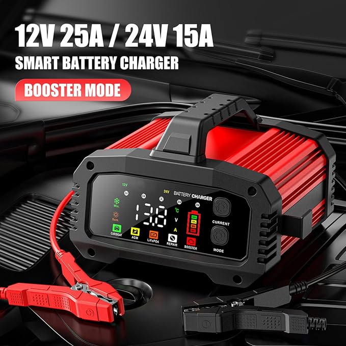 25A Battery Charger, 2/8/20/25 Amp 12V/24V LiFePO4 Lead Acid Fully Automatic - Image 2