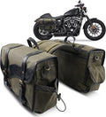 NICECNC Motorcycle Saddlebags Vintage Oil Waxed Canvas Leather, 30L Throw Over by NICECNC