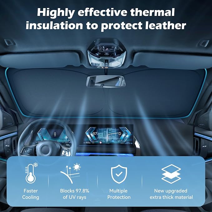 Car Windshield Sun Shade, 300T Thickened Car Window Shades Heat Reflective - Image 3