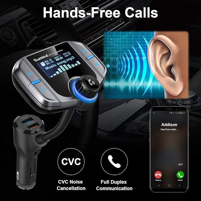 Upgraded Bluetooth FM Transmitter, Wireless Radio Adapter Hands Free Car Kit - Image 5