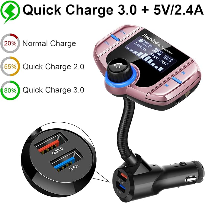 Upgraded Bluetooth FM Transmitter, Wireless Radio Adapter Hands Free Car Kit - Image 5