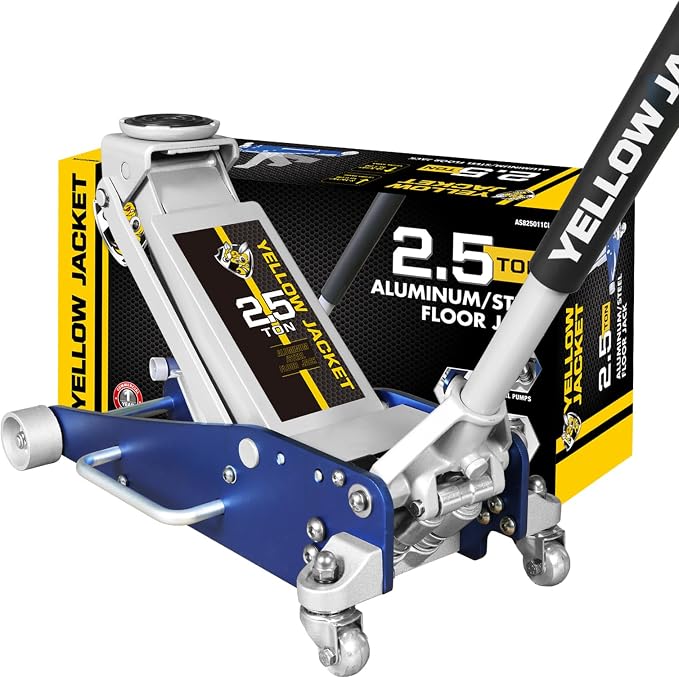 YELLOW JACKET Floor Jack 2.5 Ton Hydraulic Low Profile Aluminum and Steel by YELLOWJACKET