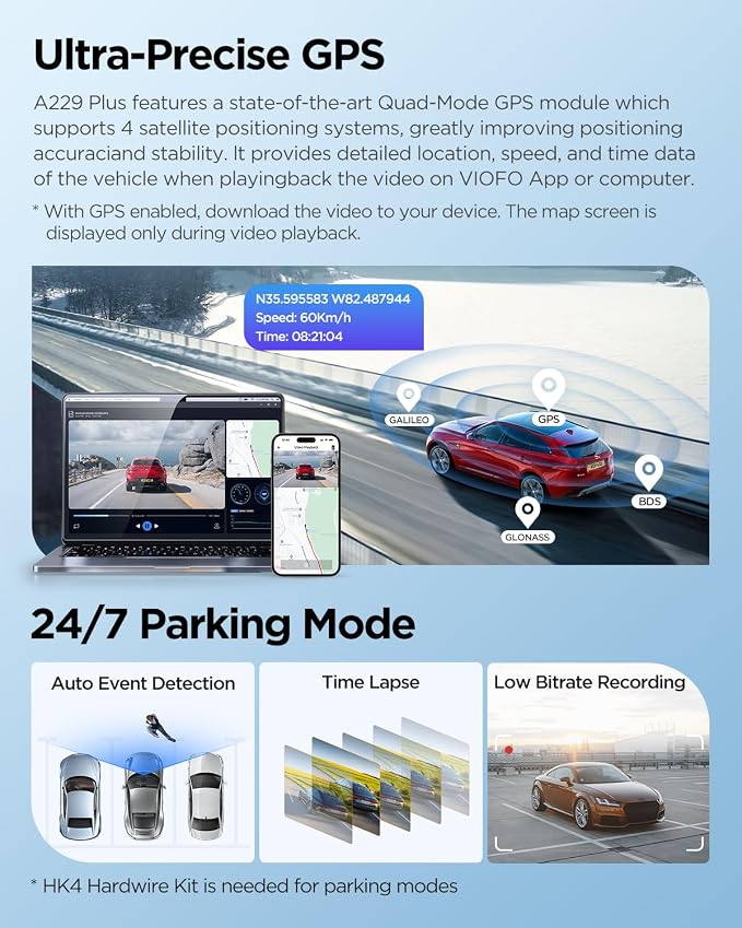 VIOFO A229 Plus Dash Cam Front and Rear, Dual STARVIS 2 Sensors, 2 Channel HDR - Image 6